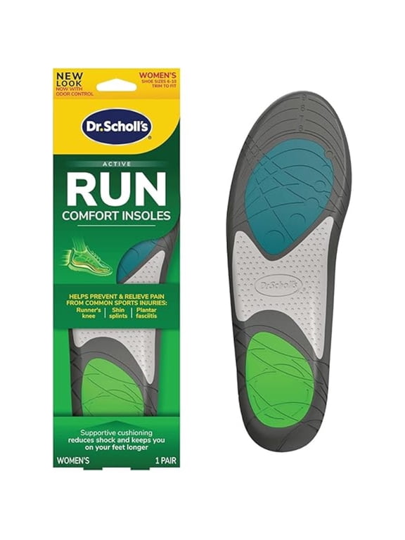 ® Run Active Comfort Foam Insoles, Women Shoe Sizes 5.5-10, 1 Pair, Trim to Fit
