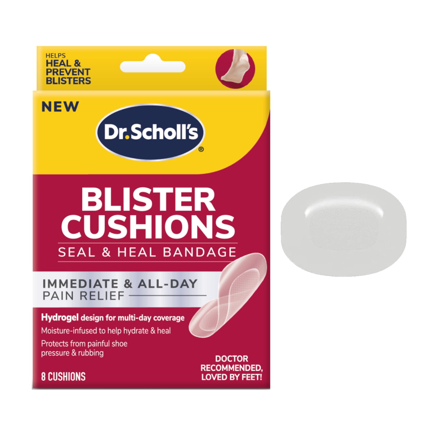 Dr. Scholl's Seal \u0026 Heal Blister Bandage with Hydrogel Technology, 8 Cushions