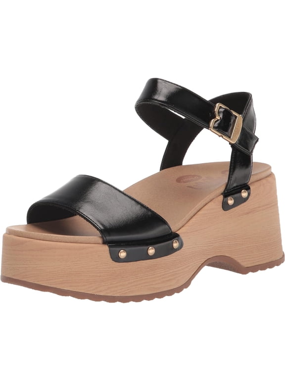 Shoes Women's Dubline Platform Wedge Sandal Black Smooth 9.5M