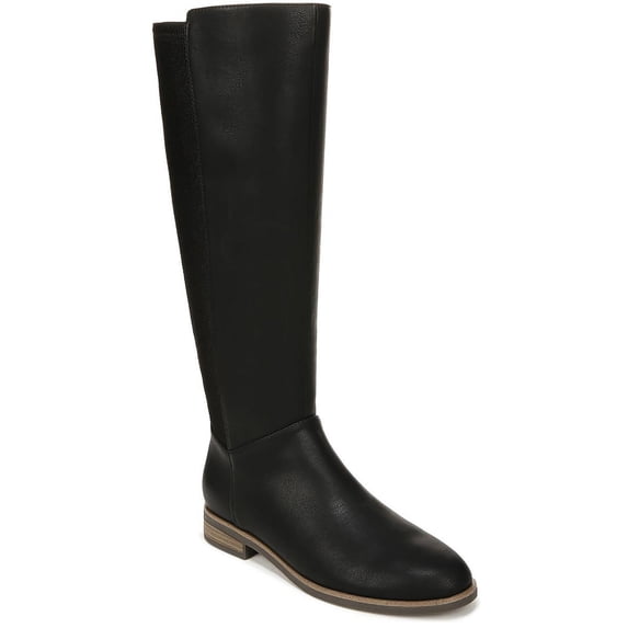 Dr. Scholl's Womens Astir Zip Knee High Boot Black Smooth 7M