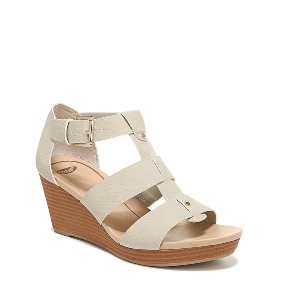 Dr. Scholl's Shoes Womens Barton Faux Leather Snake Print Wedge Sandals