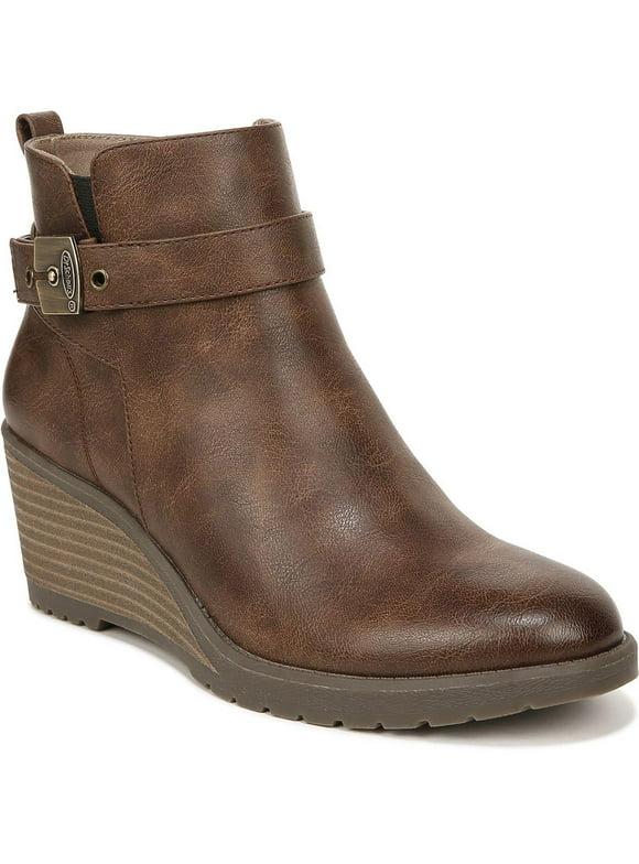 Dr. Scholl's Shoes Womens Camille Faux Leather Zipper Ankle Boots