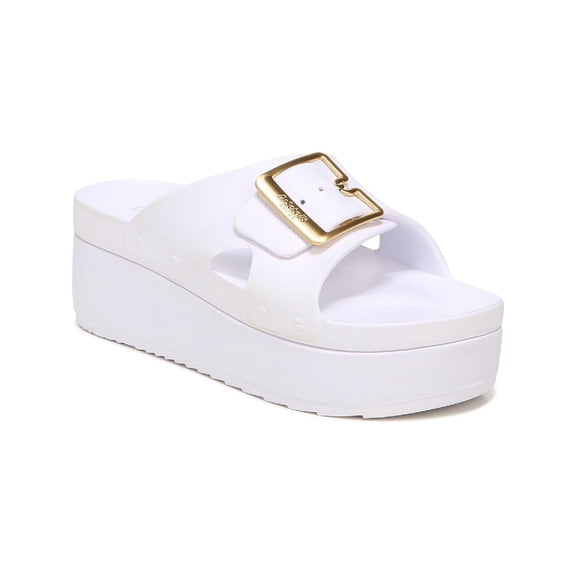 Dr. Scholl's Shoes Womens Original Goals Buckle Faux Leather Wedge Sandals