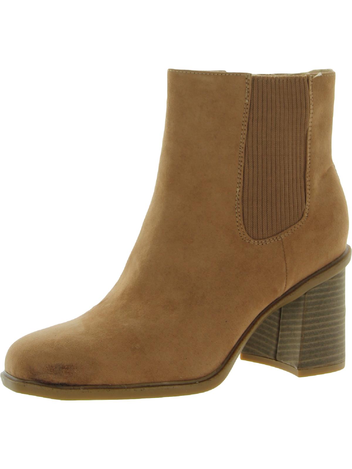 Dr. Scholl's Shoes Womens Ride Away Faux Suede Stacked Ankle Boots
