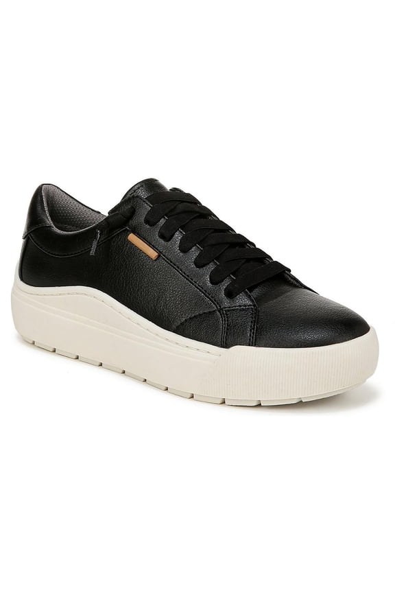 Time Off Go Women's Fashion Sneakers Black Faux Leather Size 8 M