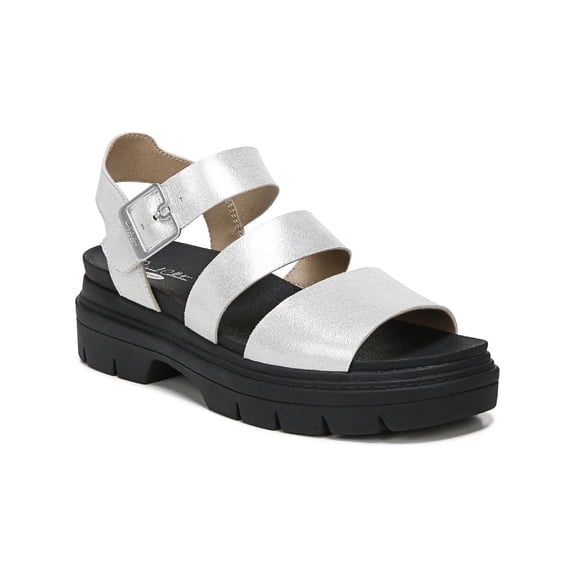 Dr. Scholl's Shoes Womens Trekkie Cushioned Footbed Metallic Platform Sandals