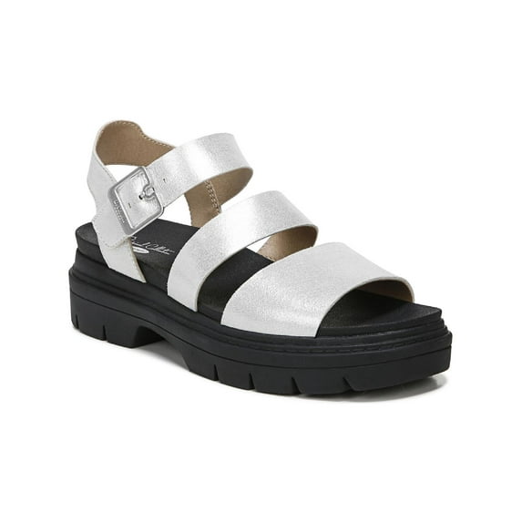 Dr. Scholl's Shoes Womens Trekkie Metallic Ankle Strap Platform Sandals