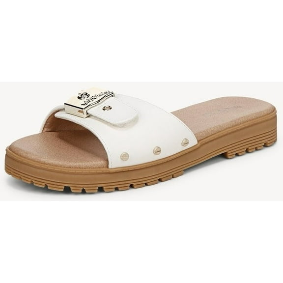 Dr. Scholl's Women's White Faux Leather Think Iconic Sandals 7.5M