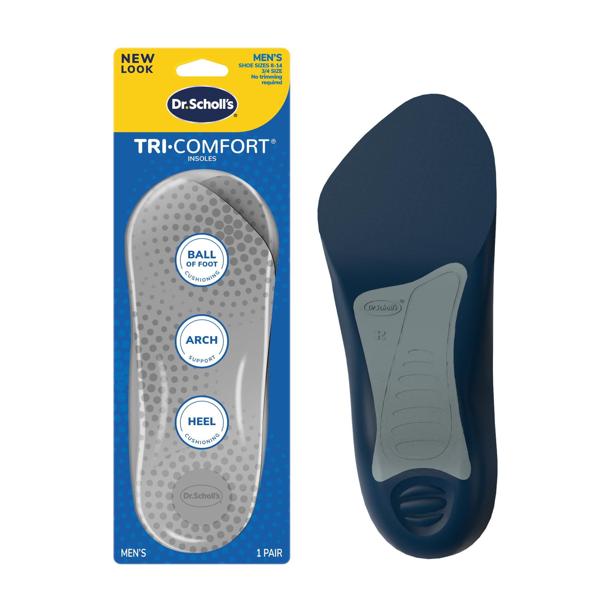 Scholl's Tri-Comfort Shoe Insoles for Men, Foam Cushioning