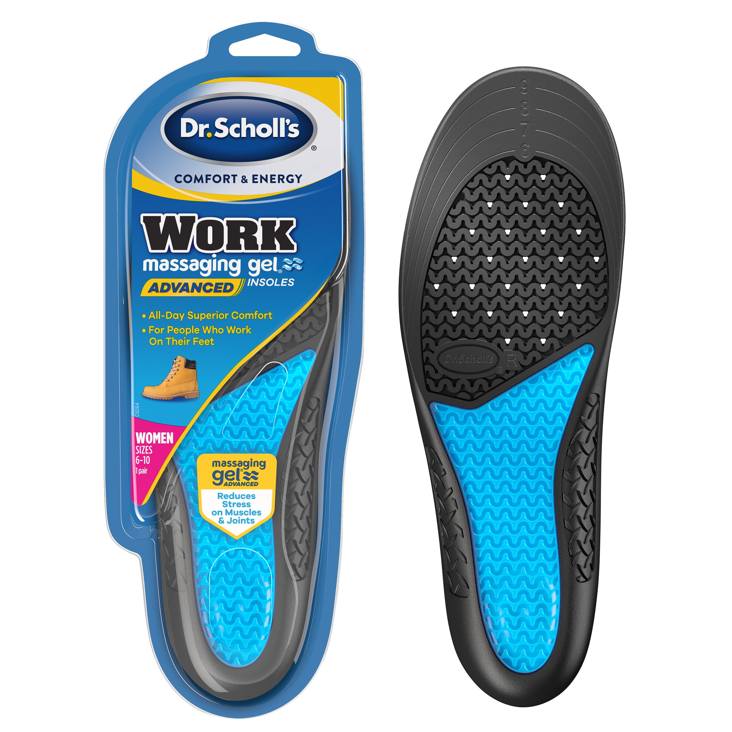 Dr. Scholl's WORK Massaging Gel Advanced Insoles, Men's Shoe Sizes 8-14, 1 Pair