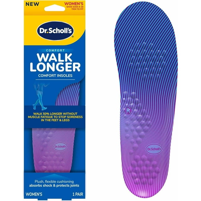 Dr. Scholl's Walk Longer Insoles, Comfortable Plush Foam Cushioning
