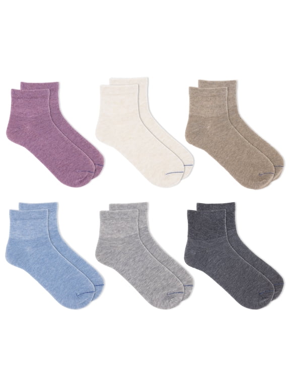 Women's Diabetes and Circulatory Ankle Socks, 6 Pack, Size 4-10