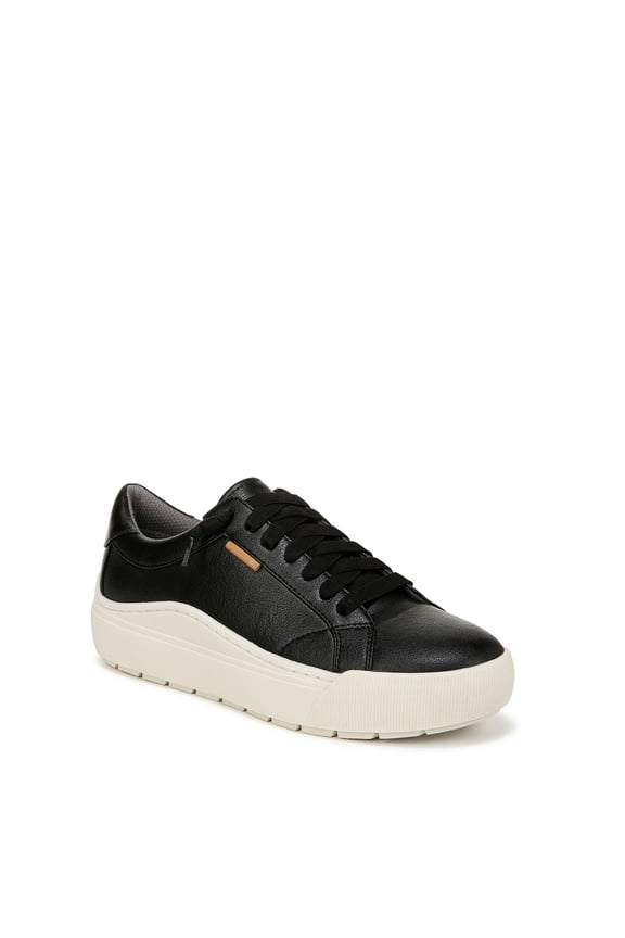 Time Off Go Women's Fashion Sneakers Black Faux Leather Size 7.5 M