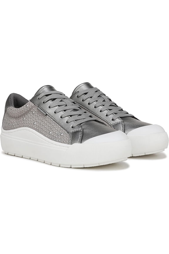 Women's Time Off Lace Up Sneaker Pewter Metallic Pearl 6M