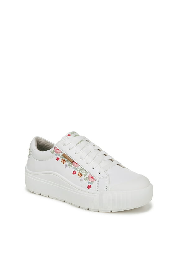 Shoes Womens Time Off Lace Up Sneaker White Floral Embroidery 8M