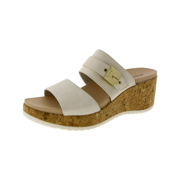 Dr. Scholl's Shoes Womens Cali Vibe Faux Leather Cork Wedge Sandals