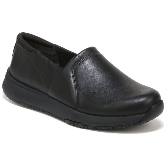 Dr. Scholl's Women's Dive In Slip Resisatnt Work Slip On Loafer Black Smooth 9.5W