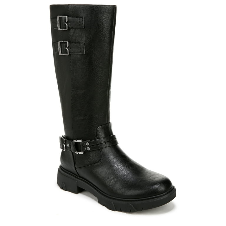 Dr. Scholl's Women's Headstart Moto Knee High Boot Black Smooth