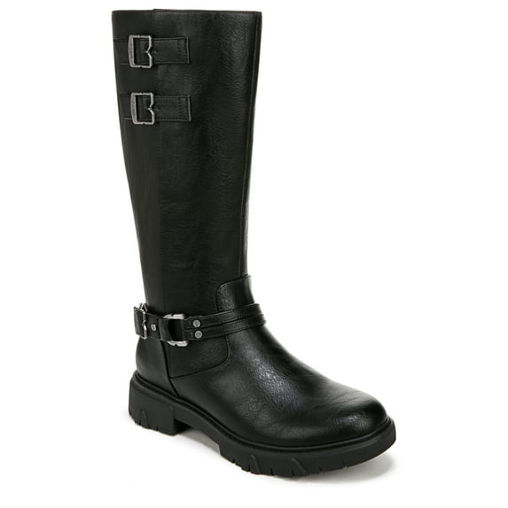 Dr. Scholl's Women's Headstart Moto Knee High Boot Black Smooth 9M
