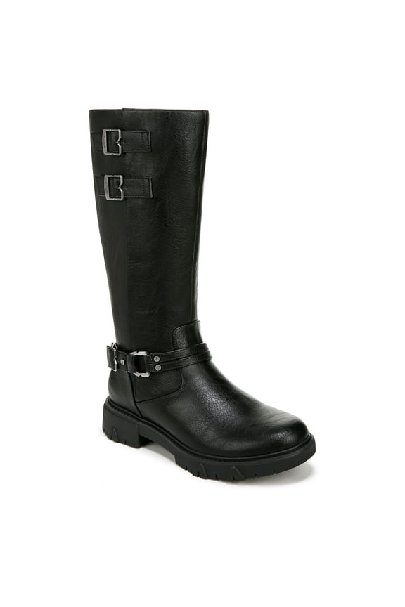 Women's Headstart Moto Knee High Boot Black Smooth 8.5M