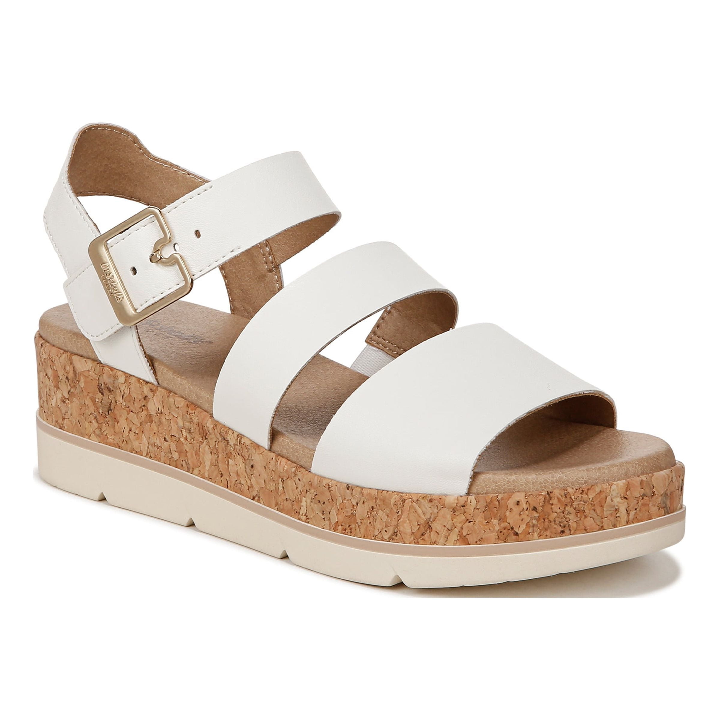 SCHOLL ● One Strap Comfort Chunky Sandals - White Dr. Scholl's Shoes Womens Once Twice Faux Leather Ankle