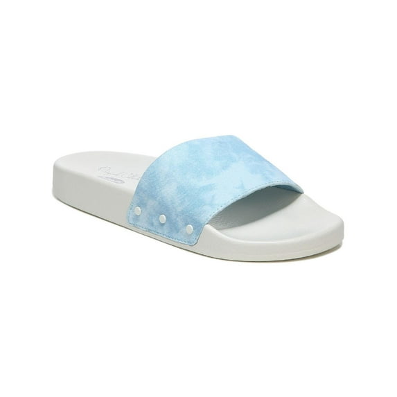 Dr. Scholl's Womens Pisces Canvas Slip-On Slide Sandals Blue 6 Medium (B,M)