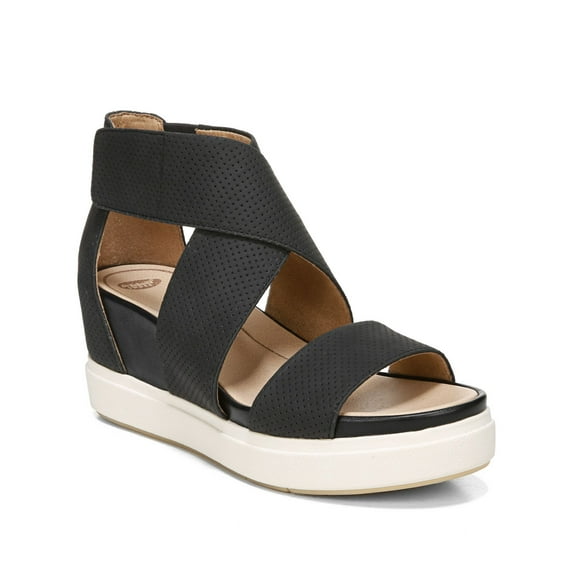 Dr. Scholl's Womens Sheena Faux Leather Ankle Strap Flatform Sandals