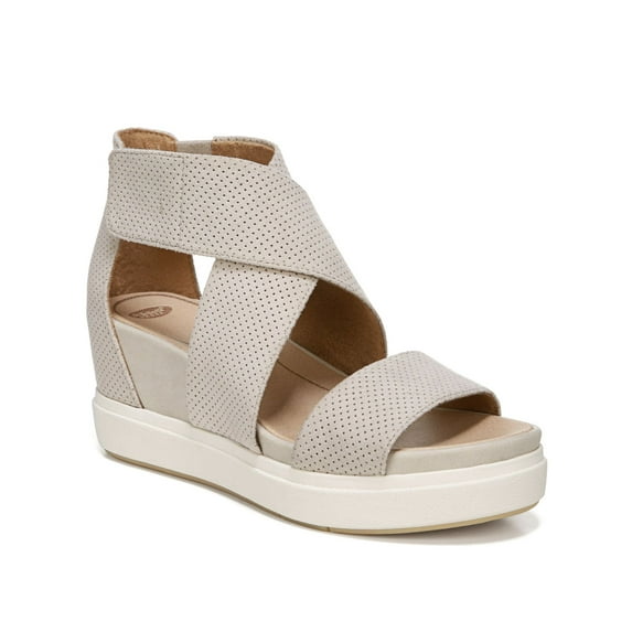 Dr. Scholl's Womens Sheena Faux Leather Ankle Strap Flatform Sandals