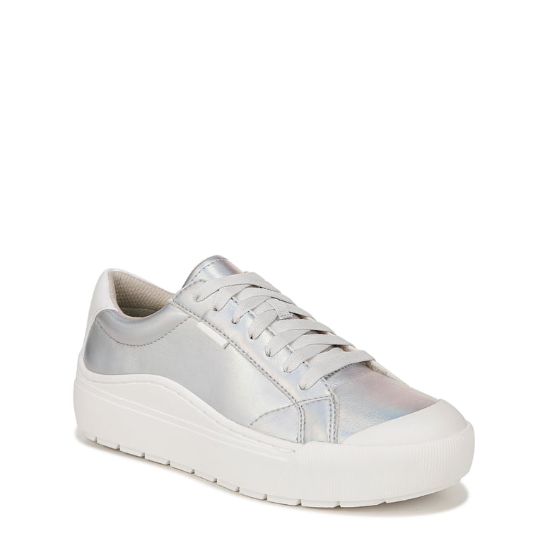 Dr. Scholl's Women's Time Off Win Sneaker - Oyster Grey Metallic, Comfort Casual Tennis Shoes