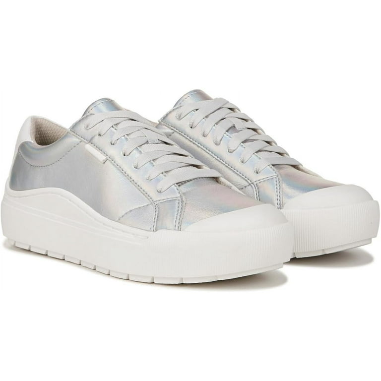 Scholl's Womens Time Off Oxfords Metallic Silver Faux Leather - Main Image