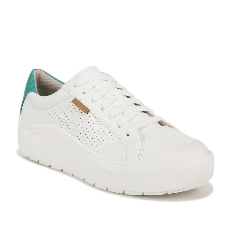 Dr. Scholl s Shoes Womens Time Off Lace Up Sneaker White Green Perf Sneaker 6M Walmart