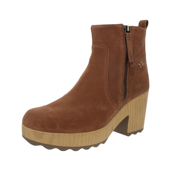 Dr. Scholl's Womens Win Over Leather Platform Ankle Boots Tan 8 Medium (B,M)