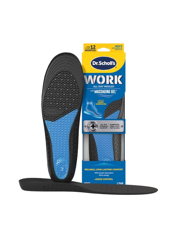 Work Massaging Gel Advanced Insoles for Men, Size 8-14