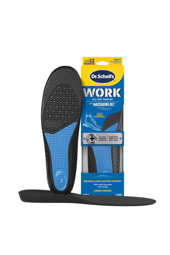 Work Massaging Gel Advanced Insoles, 1 Pair (Men's 8-14)