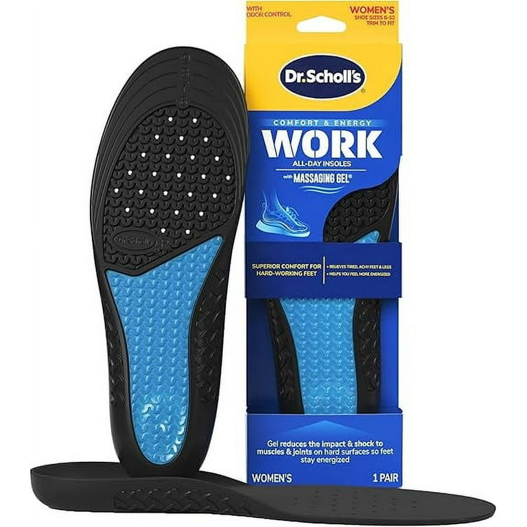 Comfort and Energy Work Massaging Gel Insoles, Women Sizes 6 to 11, Black/Blue, Pair Comfort and Energy Work Massaging Gel Insoles, Women Sizes 6 to 11, Black/Blue, Pair