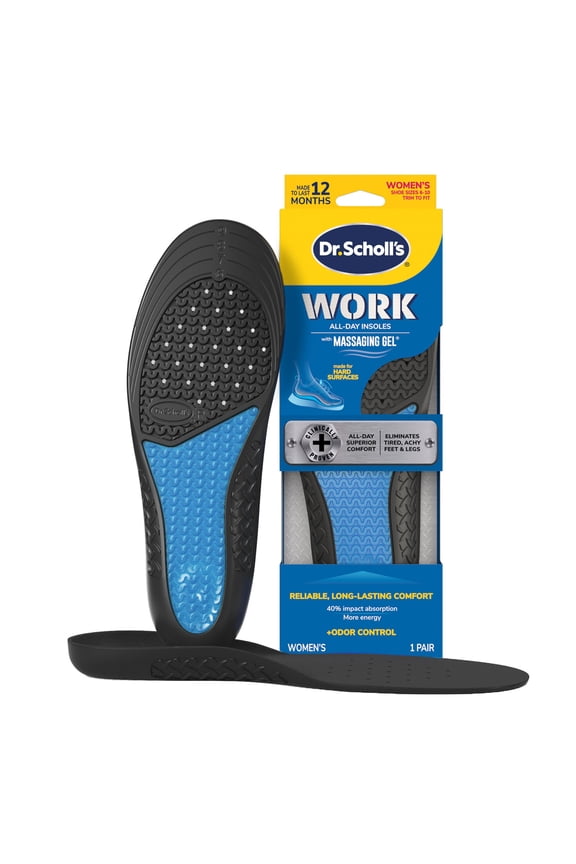 Work Massaging Gel Women's Advanced Insoles (1 Pair, Sizes 6-10)