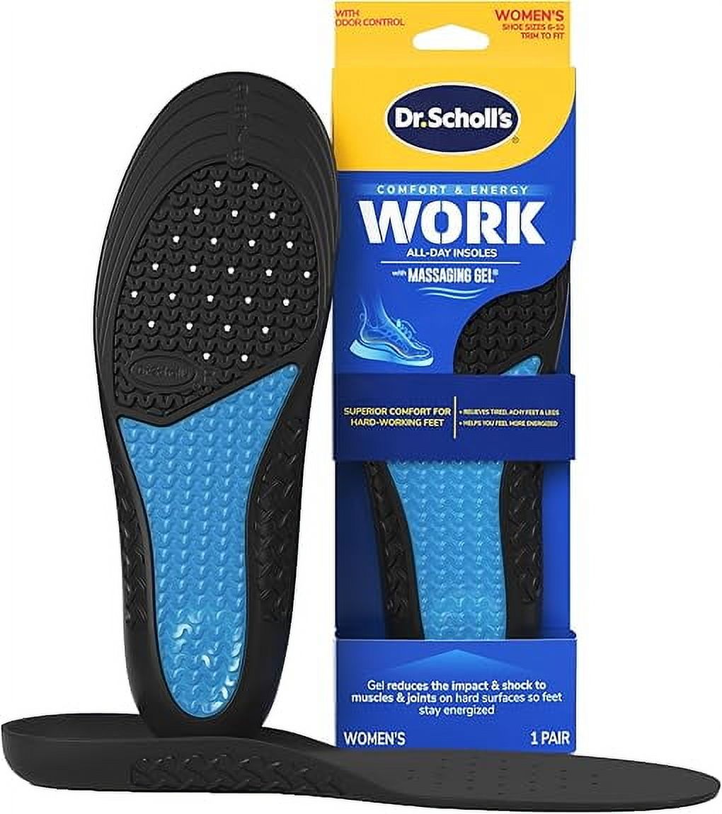 Dr. Scholl's WORK Massaging Gel Insoles – Men's Full Shoe, Sizes 8-14, Low Arch Support