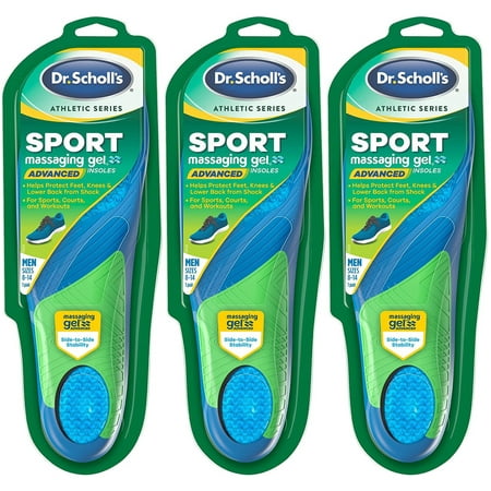 Dr. Scholls Athletic Series Sport Insoles With Massaging Gel For Men, Size 8-14, 1 Pair, 3 Pack