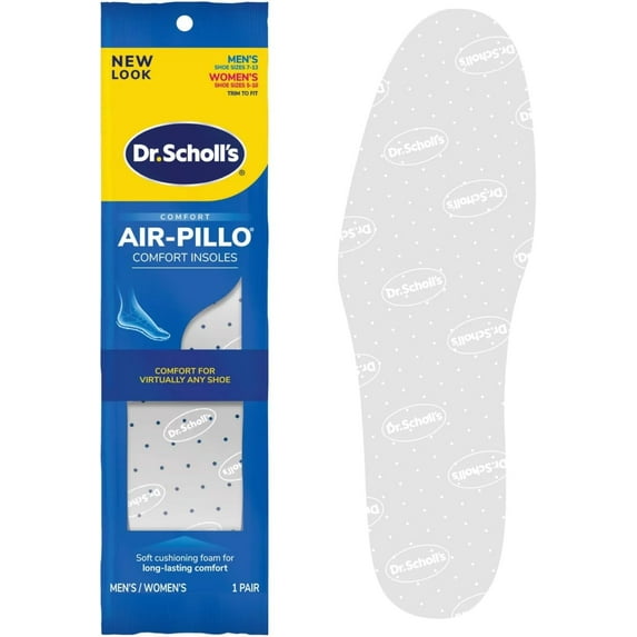 Dr. Scholl’s Air-Pillo Comfort Insoles for Men’s and Women’s Shoes, Soft Cushioning Foam, Trim to Fit, 1 Pair (pack of 2)