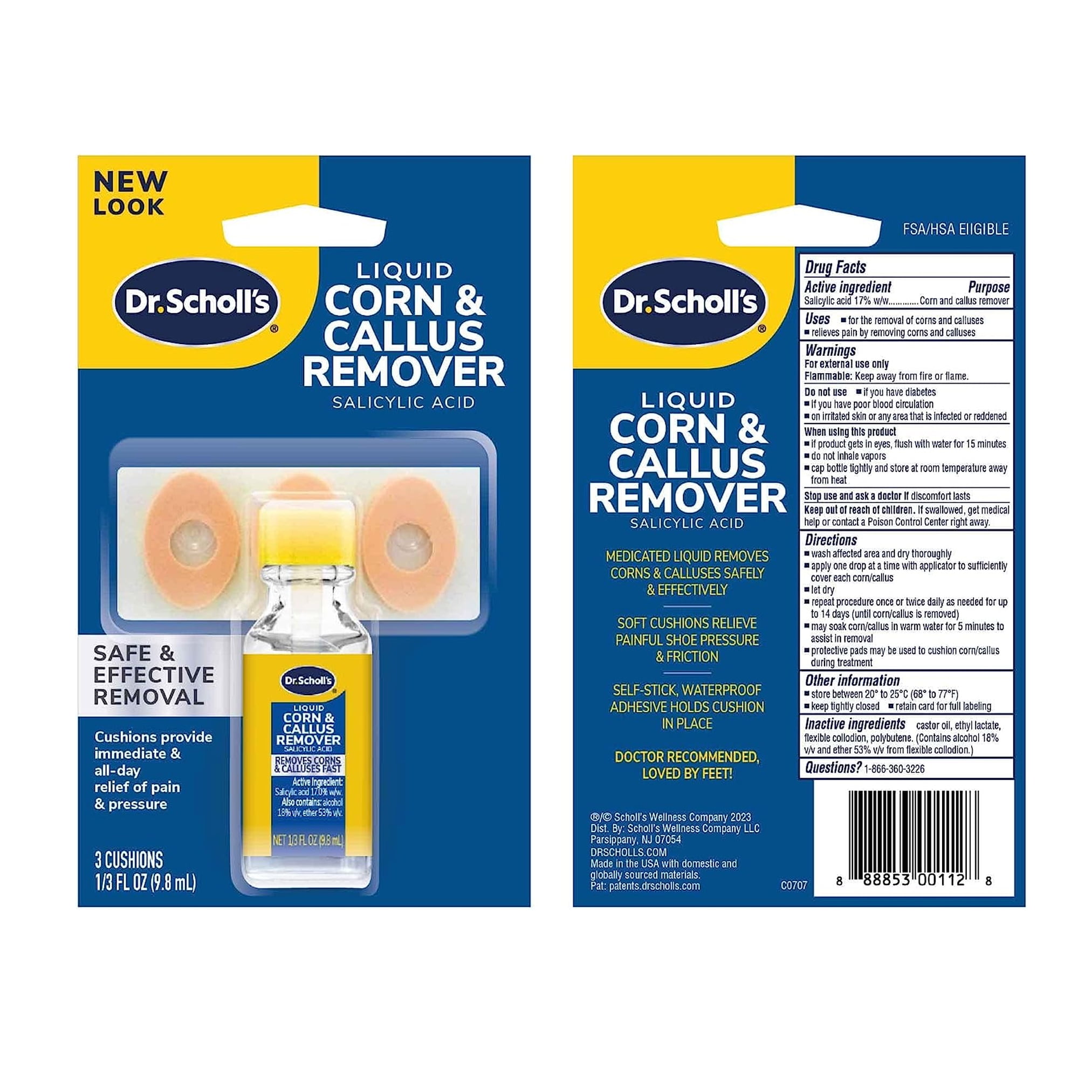 Dr. Scholls Corn / Callus Remover Liquid with 3 Cushions Kit