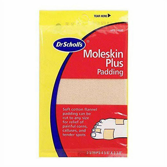 Dr. Scholls Moleskin Plus 4 5/8Inch X 3 3/8 Inch Padding 3 Ct, 6Pack
