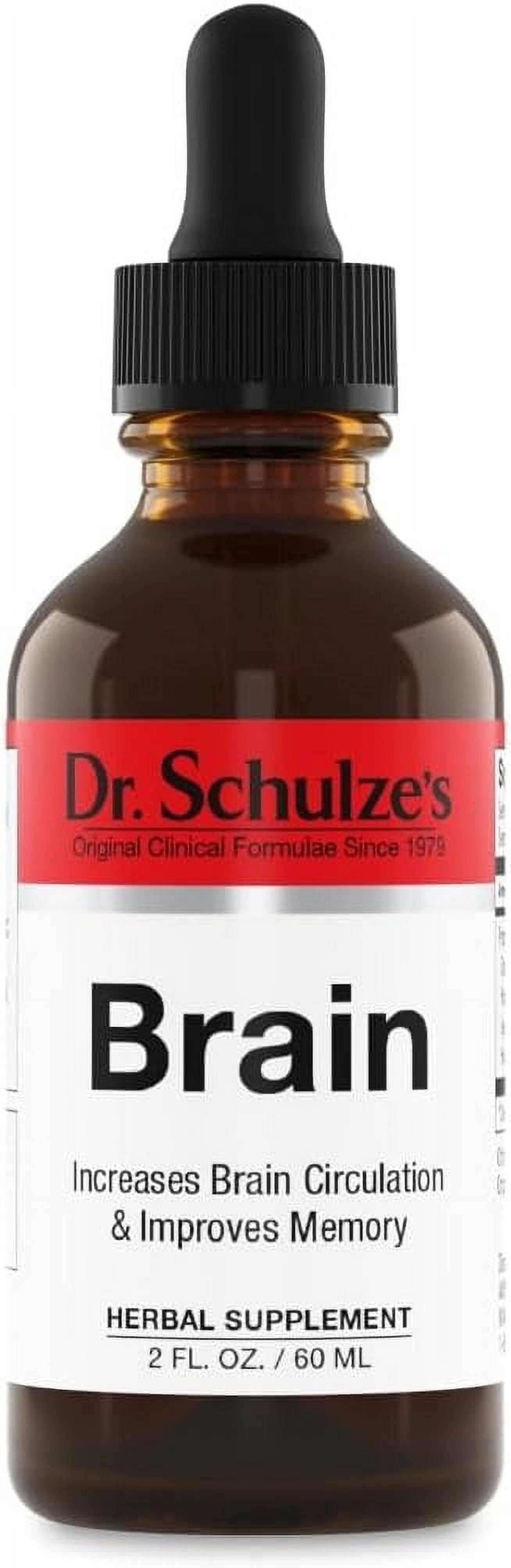 Dr.Schulze's Brain Herbal Supplements with Ginkgo Biloba for Memory and Focus, Vegan,Stimulates Circulation 2 oz.