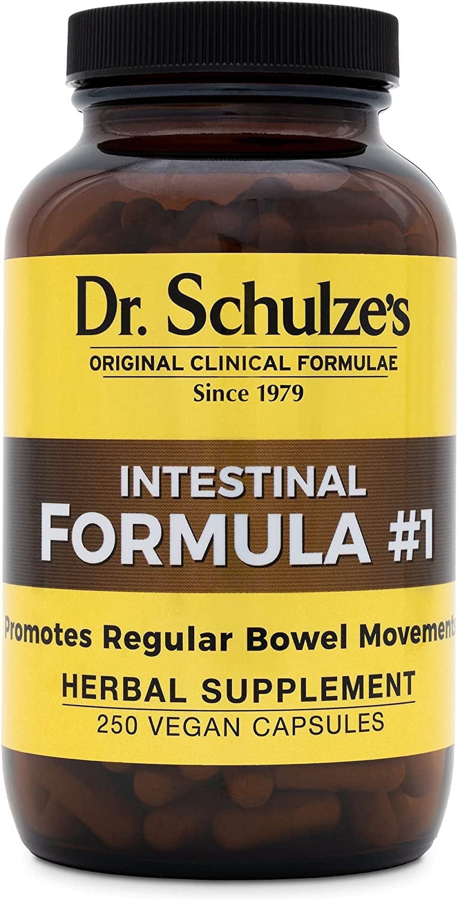 Dr. Schulze's Intestinal Formula #1, All Natural Bowel Colon Cleanse, Promotes Regular Bowel Movements, Improves Detoxification, Immune Support, Herbal Supplements, Vegan - 250 Ct