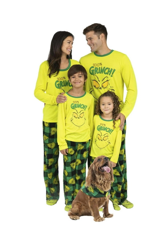 100% Grinch Family Matching Womens 2 Piece Pajamas Sets, Green - Mom, Size: 3X
