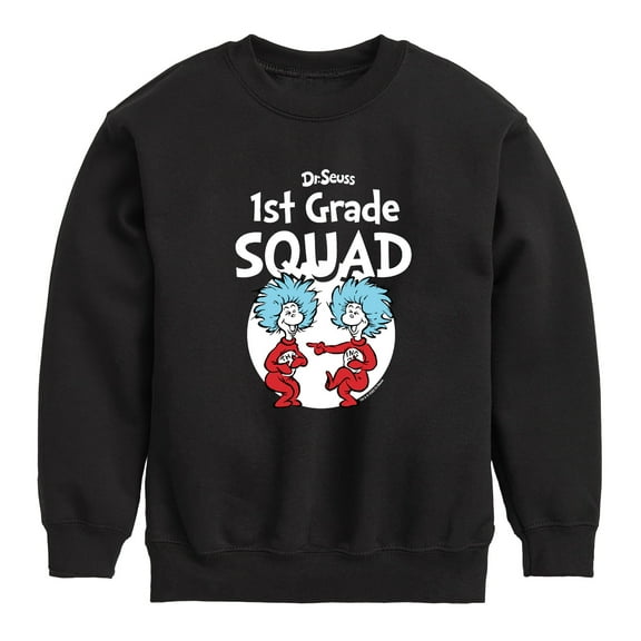 Dr. Seuss - 1st Grade Squad Thing 1 and Thing 2 - Youth Crewneck Fleece Sweatshirt