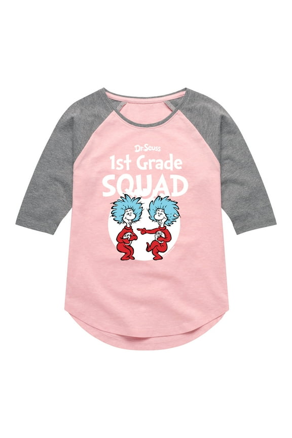 - 1st Grade Squad Thing 1 and Thing 2 - Youth Girls Raglan Graphic T-Shirt
