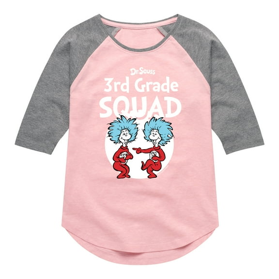 Dr. Seuss - 3rd Grade Squad - Youth Girls Raglan Graphic T-Shirt