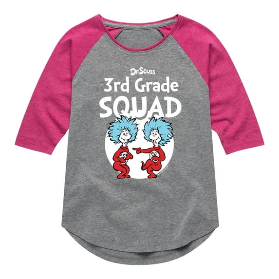 Dr. Seuss - 3rd Grade Squad - Youth Girls Raglan Graphic T-Shirt