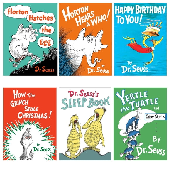 Dr. Seuss 6 Hardcover Book Set - Happy Birthday to You; How the Grinch Stole Christmas; Horton Hatches the Egg; Horton Hears a Who; Sleep Book; Yertle the Turtle and Other Stories