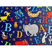 Dr.Seuss ABC Alphabet Books Animals -Robert-Kaufman- Navy Fabric Quilting Cotton